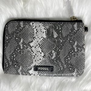 NEW! Fossil Python Zip Card Case